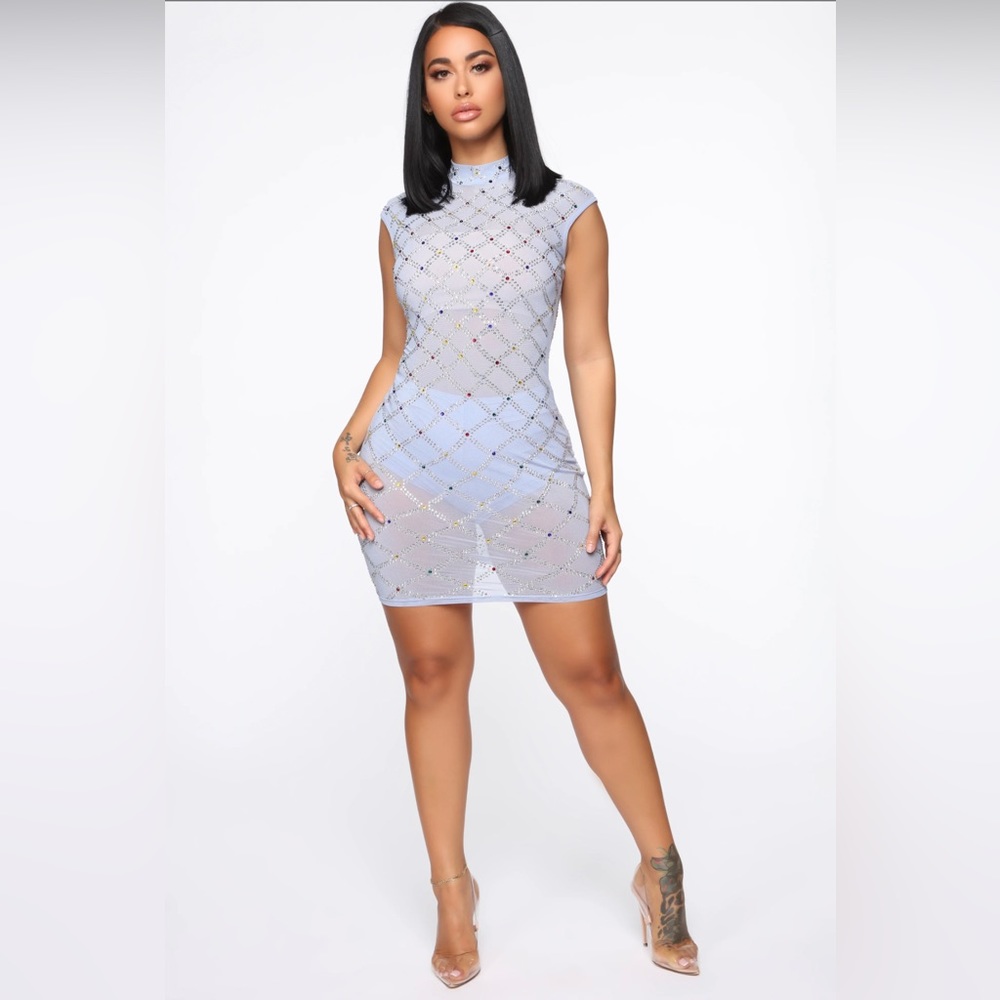 Rhinestone mesh dress